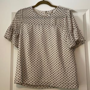 J. Crew ruffle sleeve polka dot blouse